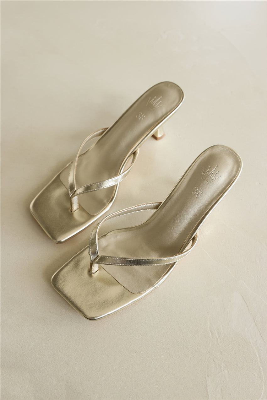 The Stella Kitten Heels Gold PU