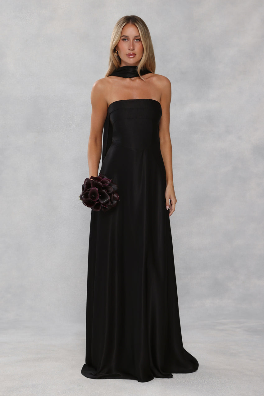 Satin Neck Scarf Black