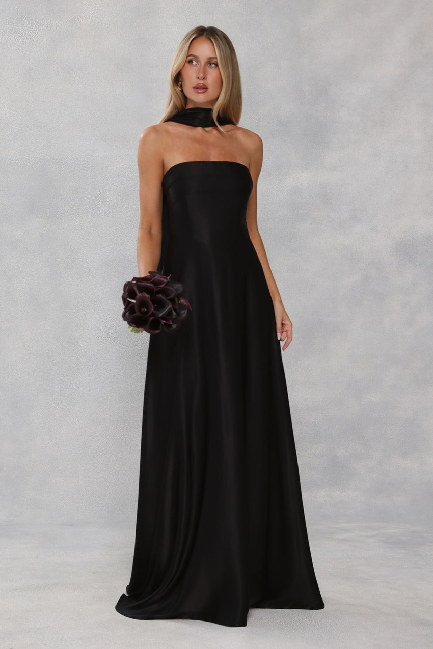 Satin Neck Scarf Black