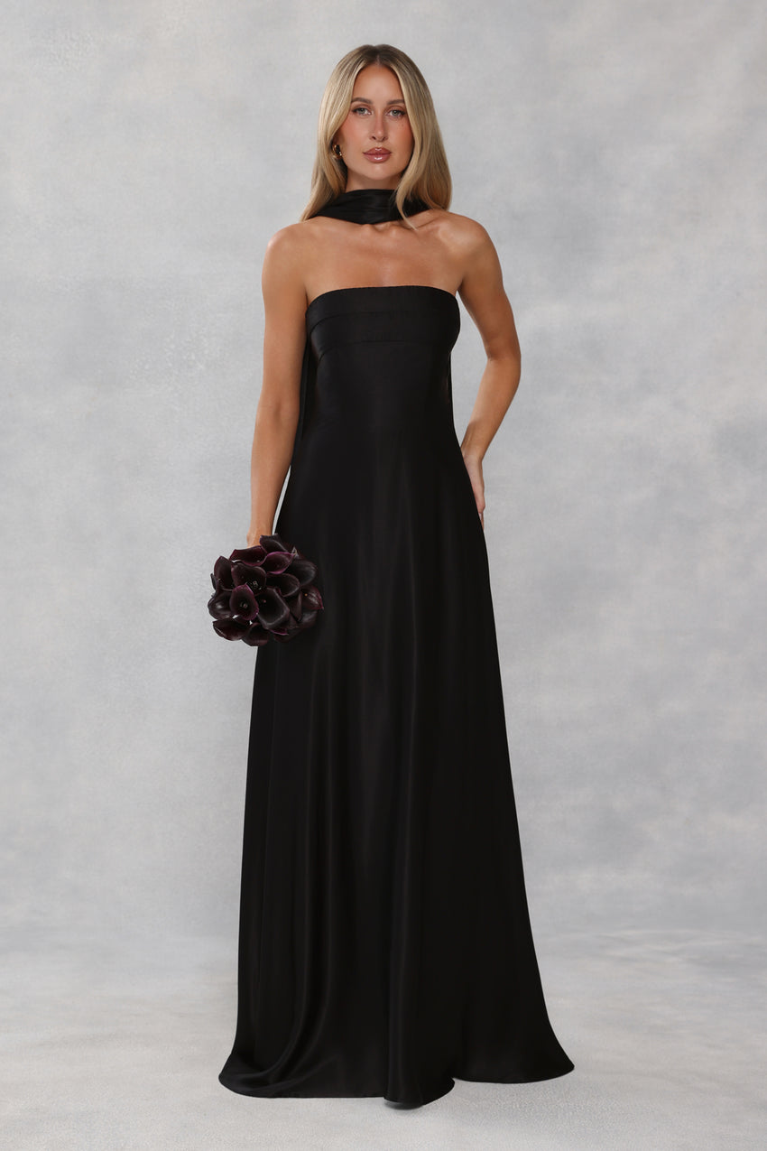 Satin Neck Scarf Black