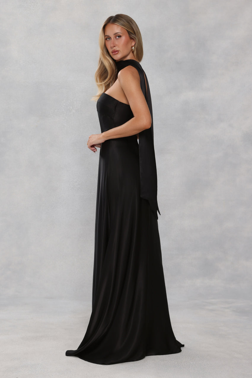 Satin Neck Scarf Black