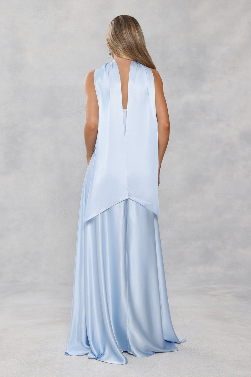 Satin Neck Scarf Light Blue