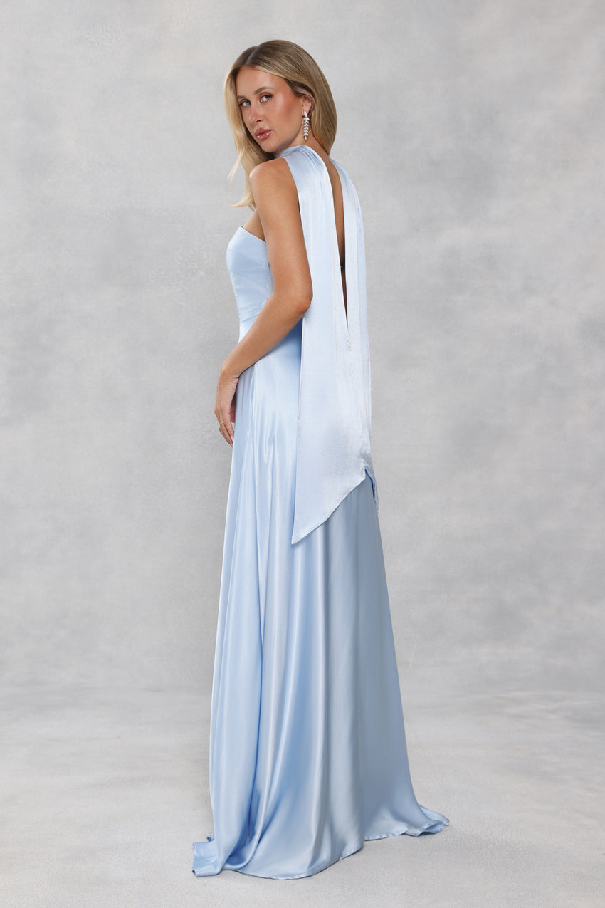 Satin Neck Scarf Light Blue