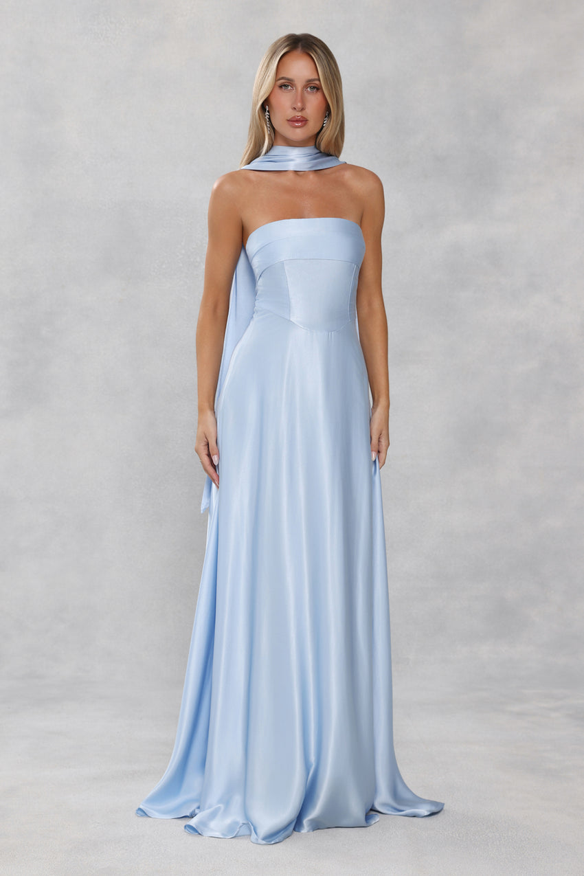 Satin Neck Scarf Light Blue