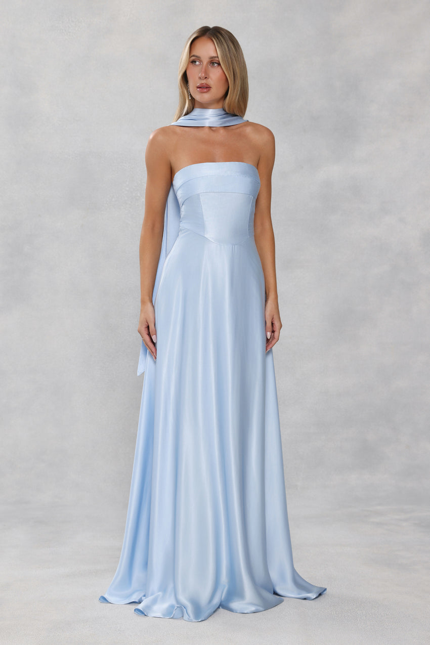 Satin Neck Scarf Light Blue