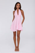 Poppy Kiss Halter Mini Dress Pink