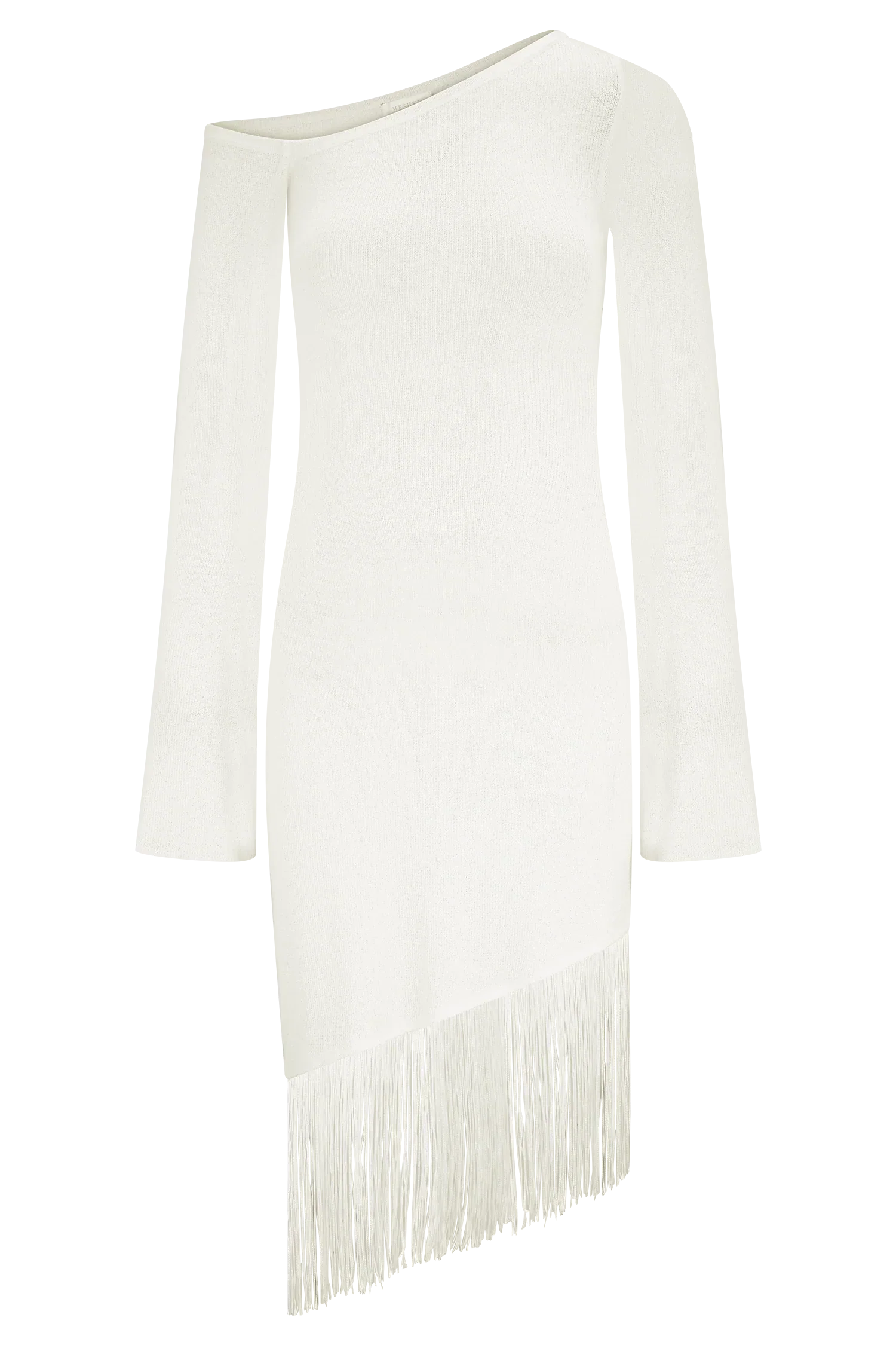 Kayden Fringe Off Shoulder Knit Mini Dress - Ivory