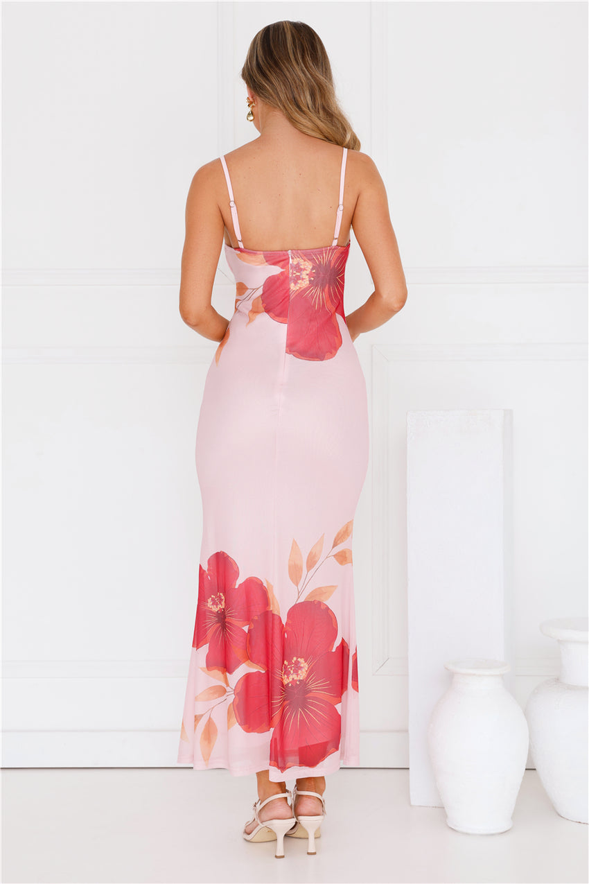 Stylish Shores Mesh Maxi Dress Pink