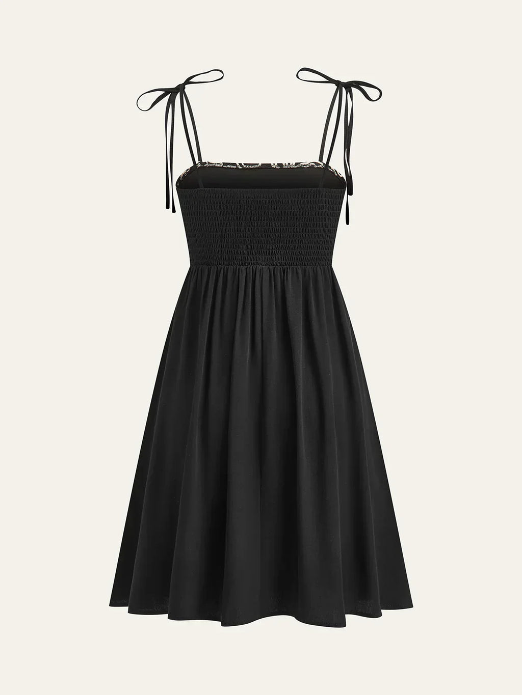 Embroidered Midi Dress With Tie-Up Straps