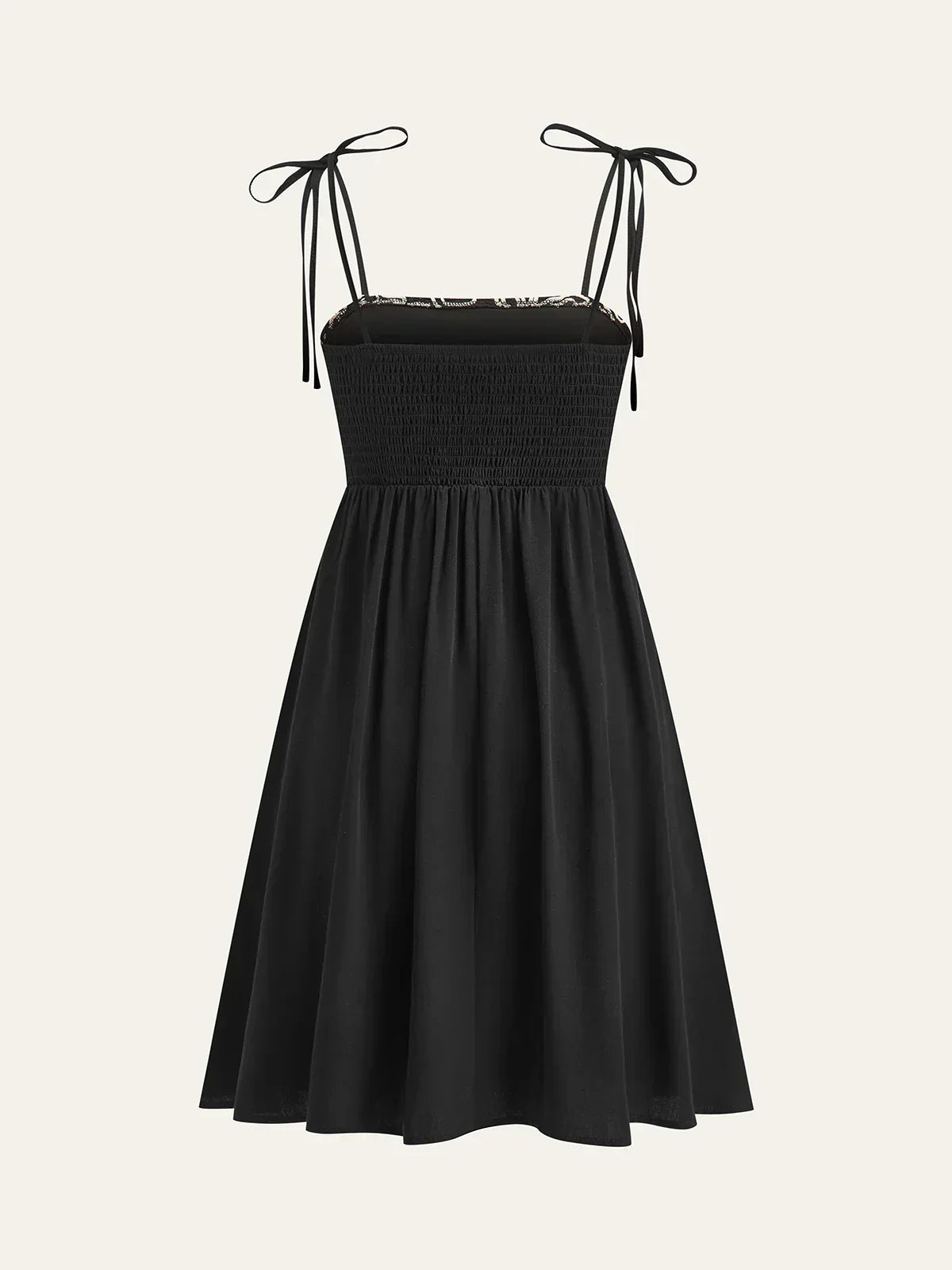 Embroidered Midi Dress With Tie-Up Straps
