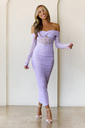 Raegan Mesh Midi Dress Lilac