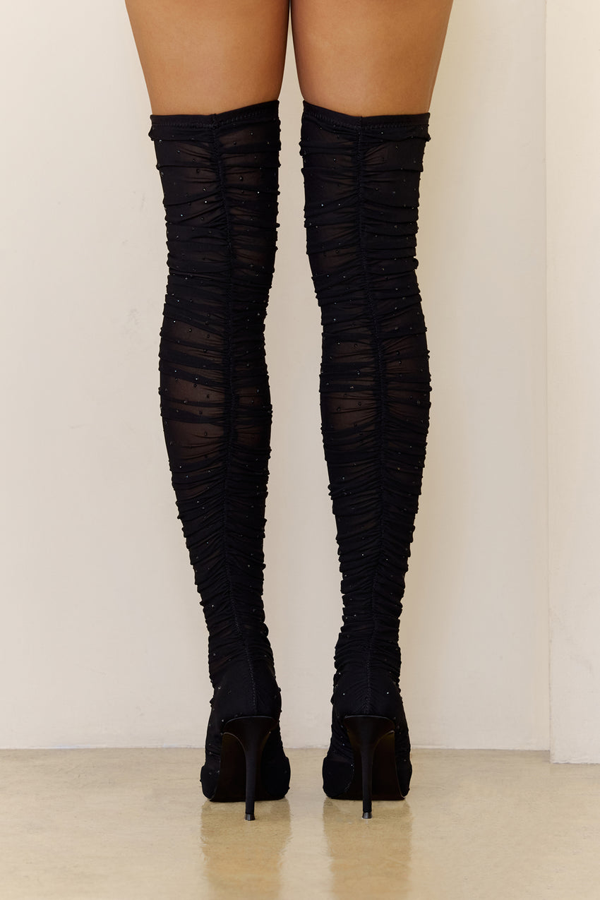 Rashida Mesh Boots Black