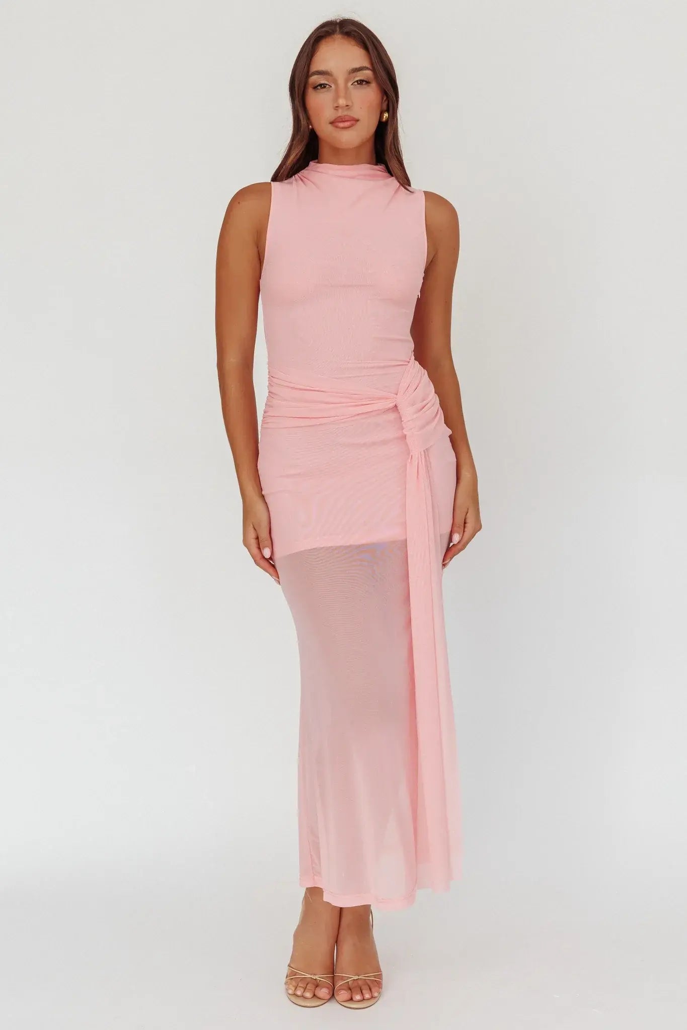 Girl's Night Waist Sash Maxi Dress Pink