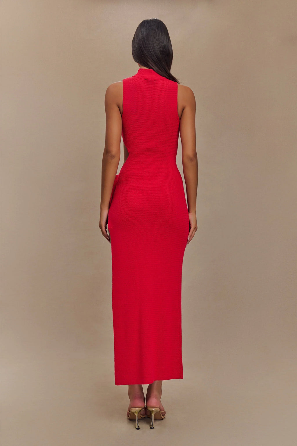 Stephanie Cut Out Knit Maxi Dress - Red