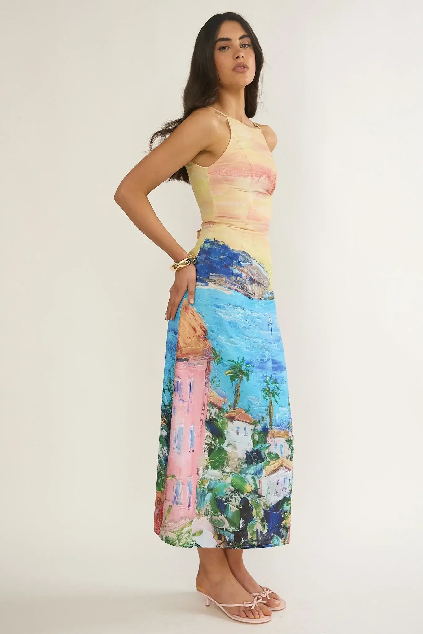 No Ordinary Girl Tied Back Maxi Dress Euro Print