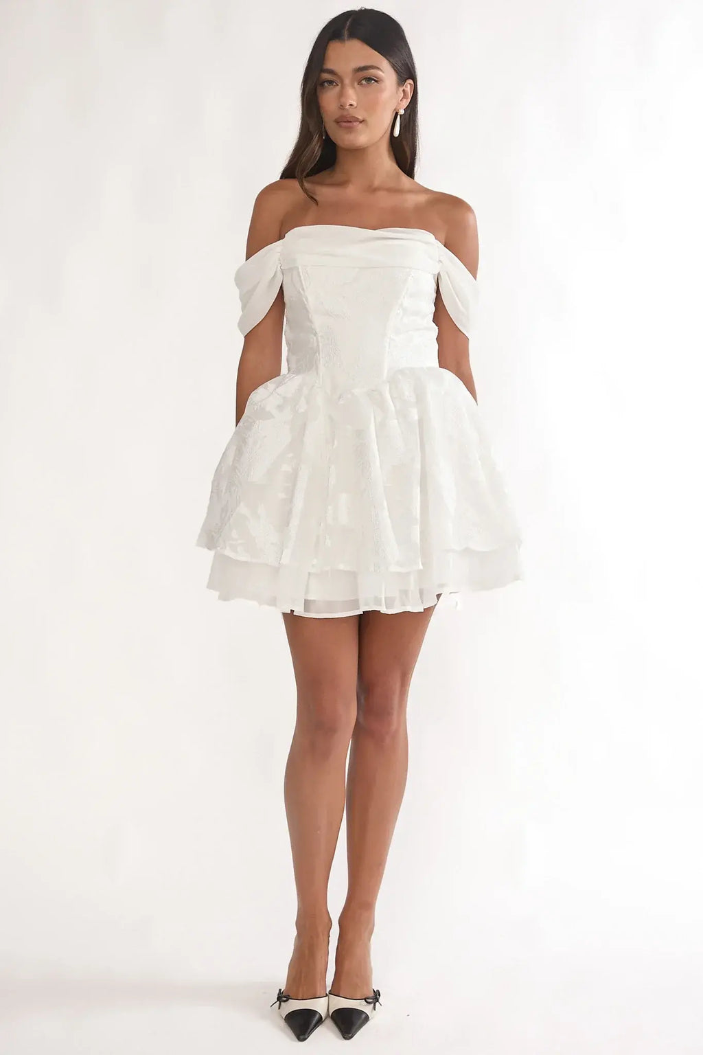 Lusting Off Shoulder Mini Dress White