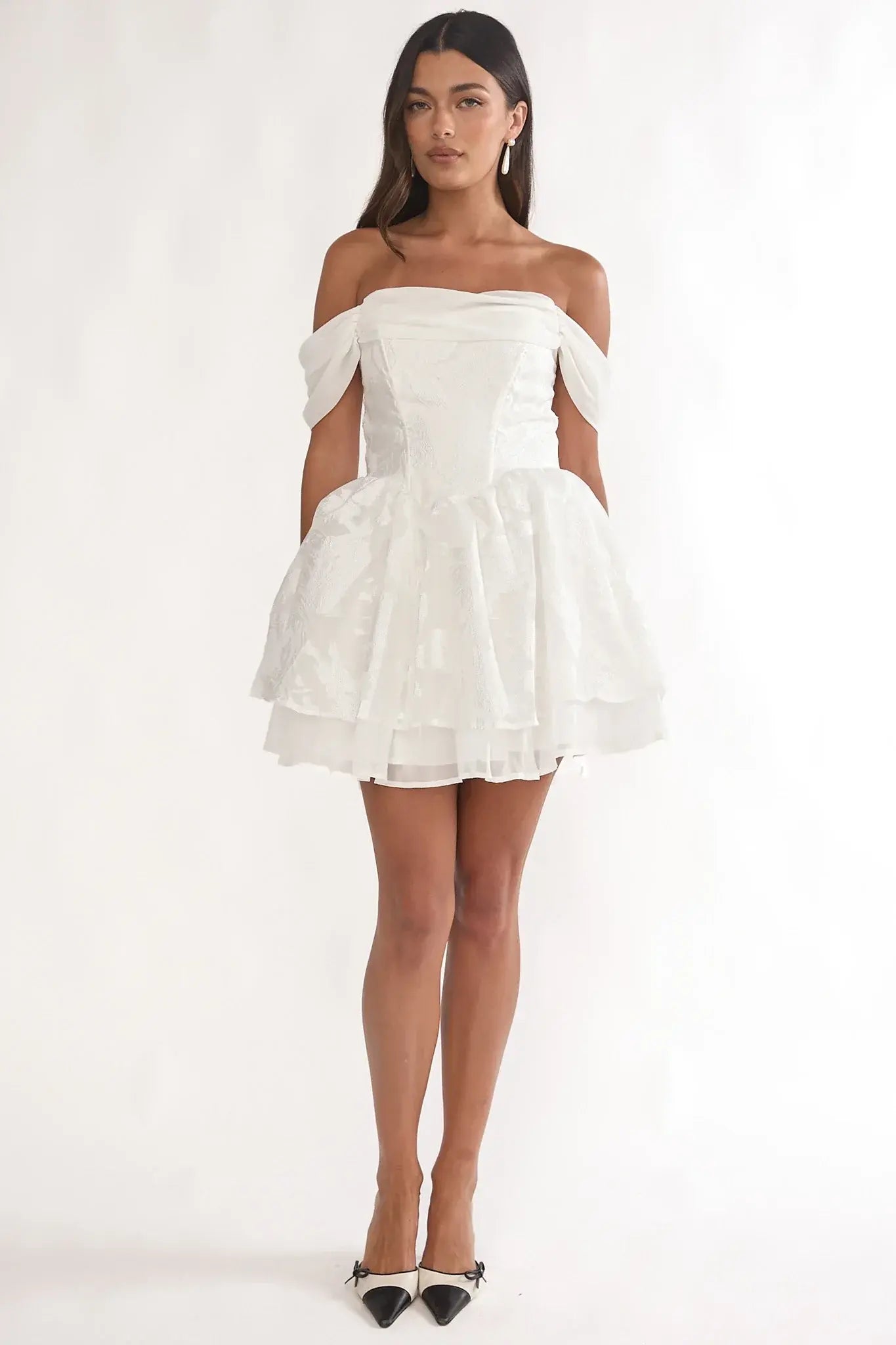 Lusting Off Shoulder Mini Dress White