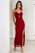 Cool Aunt Vibes Mesh Maxi Dress Burgundy