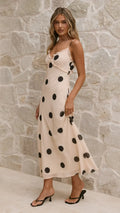 Jianna Maxi Dress - Cream/Black Polka Dot