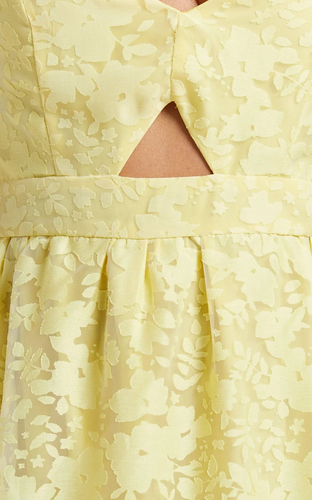 Jorie Midi Dress - Strappy Front Cut Out Tiered Skirt In Pastel Yellow
