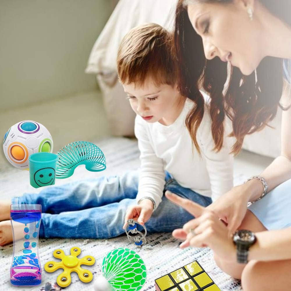 Fidget Toy Set, 35 Pcs Sensory Toy for ADD, OCD, Autistic Children, Adults, Anxiety Autism to Stress Relief and Anti Anxiety with Motion Timer, Perfect for Classroom Reward with Gift Box