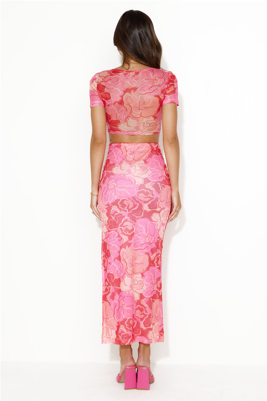 Feeling Spicy Mesh Crop Top Pink