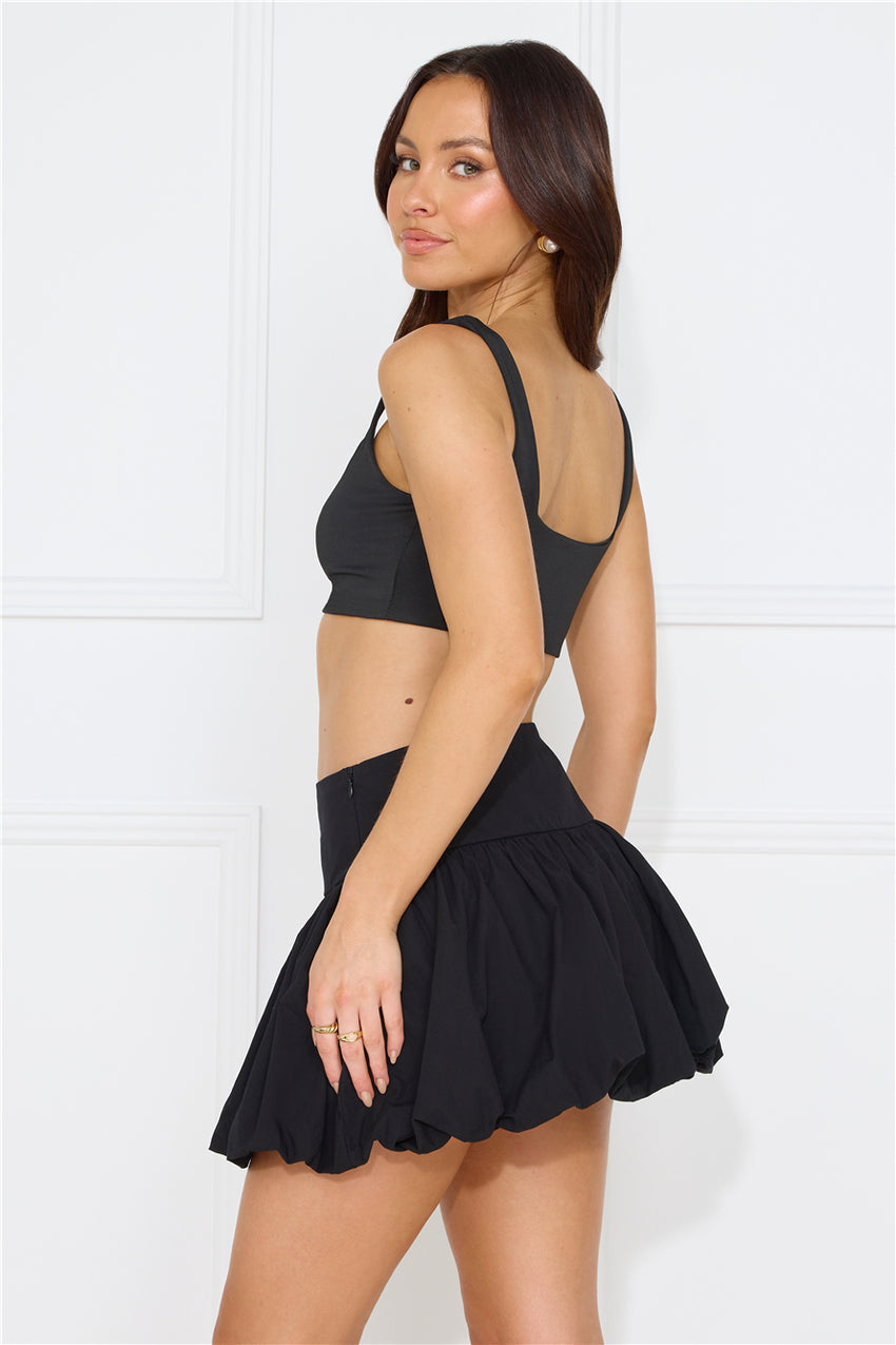 Cityscape Mid Rise Bubble Mini Skirt Black