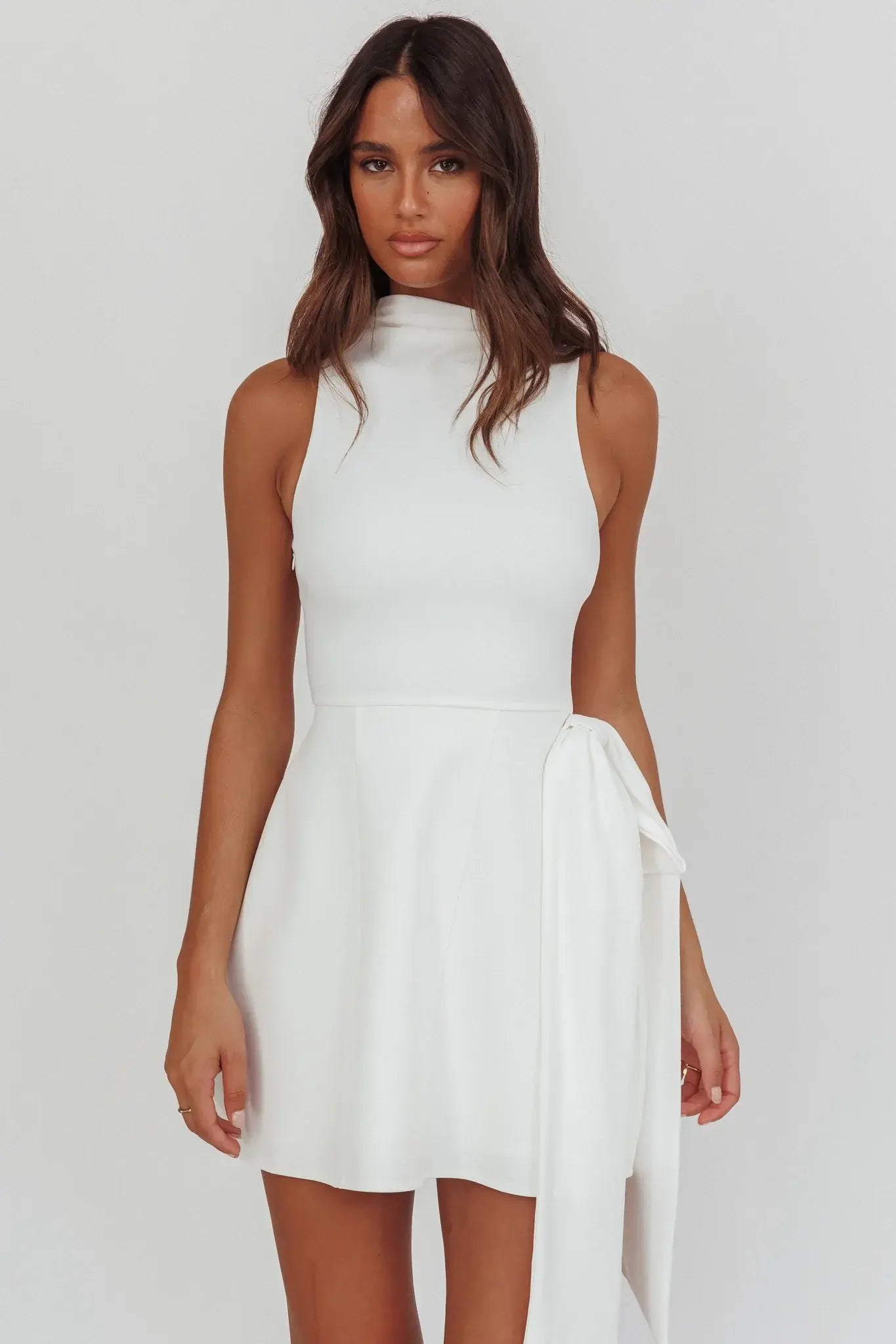 Breaker High Neck Mini Dress White White