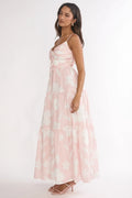 Darelle Tied Bodice Maxi Dress Floral Pink