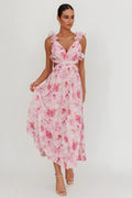 Madara Lace-Up Back Floral Maxi Dress Lilac