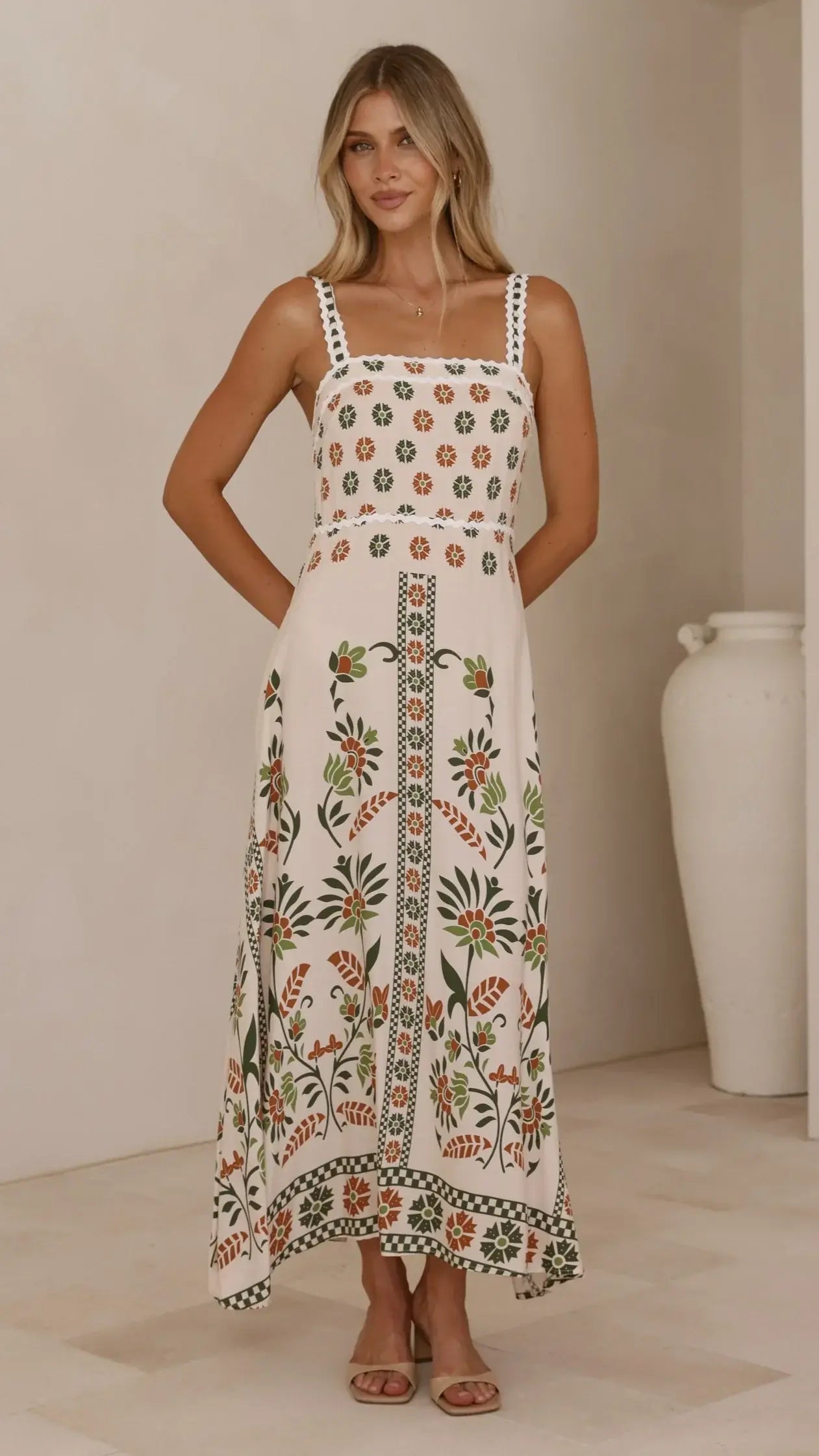 Michaela Maxi Dress - Green Floral
