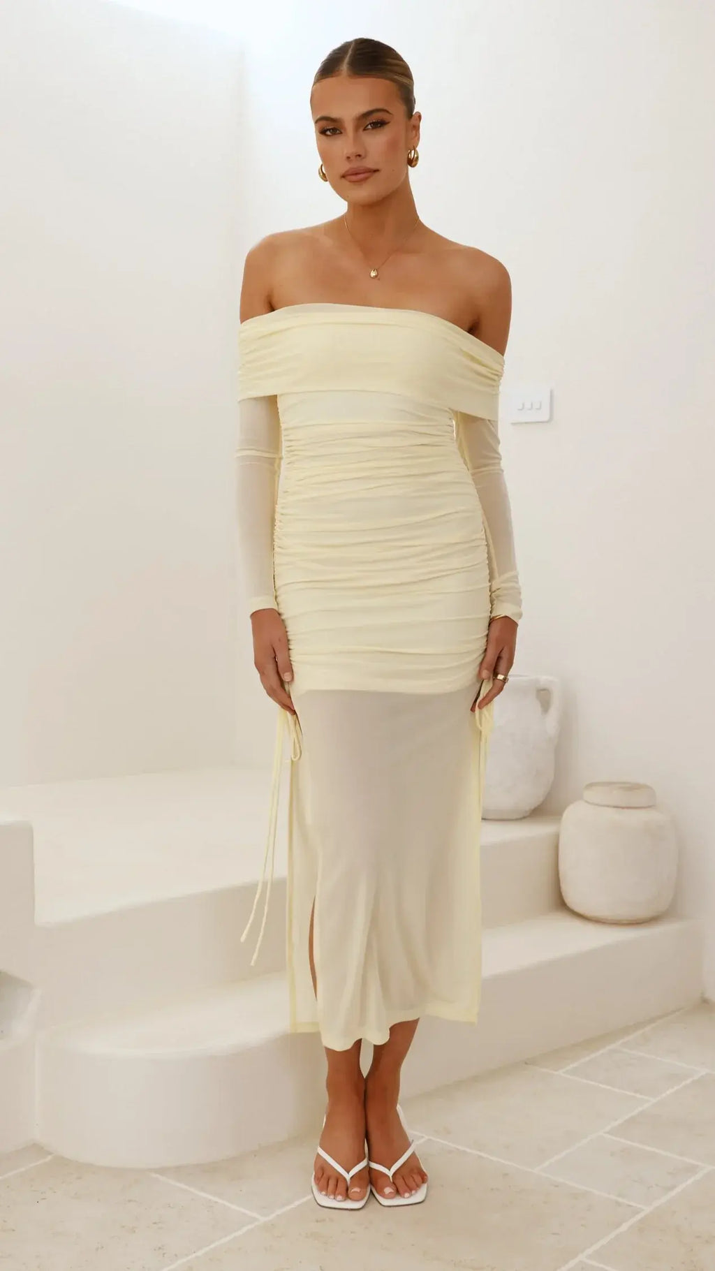 Isadora Off Shoulder Maxi Dress - Yellow