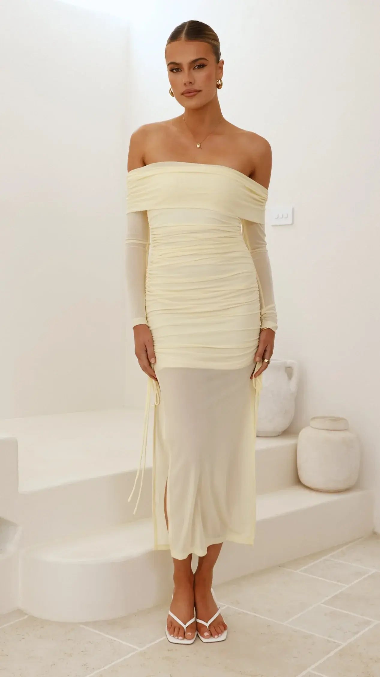 Isadora Off Shoulder Maxi Dress - Yellow
