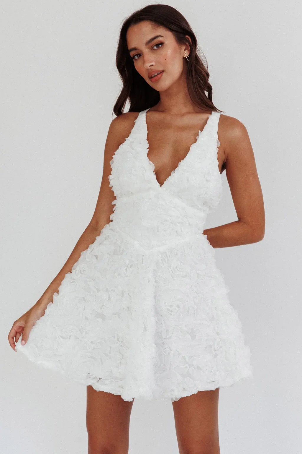 Lavalle Criss-Cross Embellished Mini Dress White