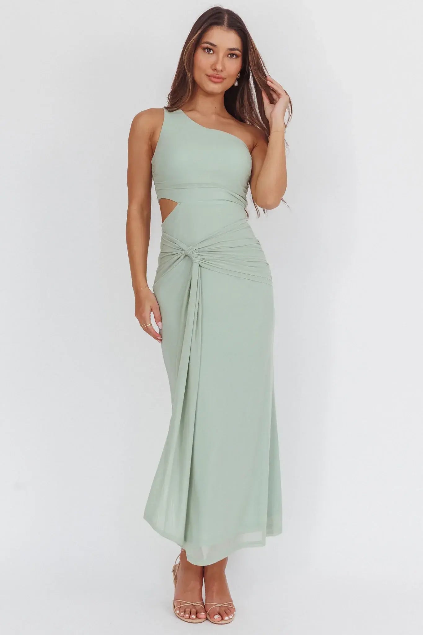 Luli One-Shoulder Cut-Out Maxi Dress Sage