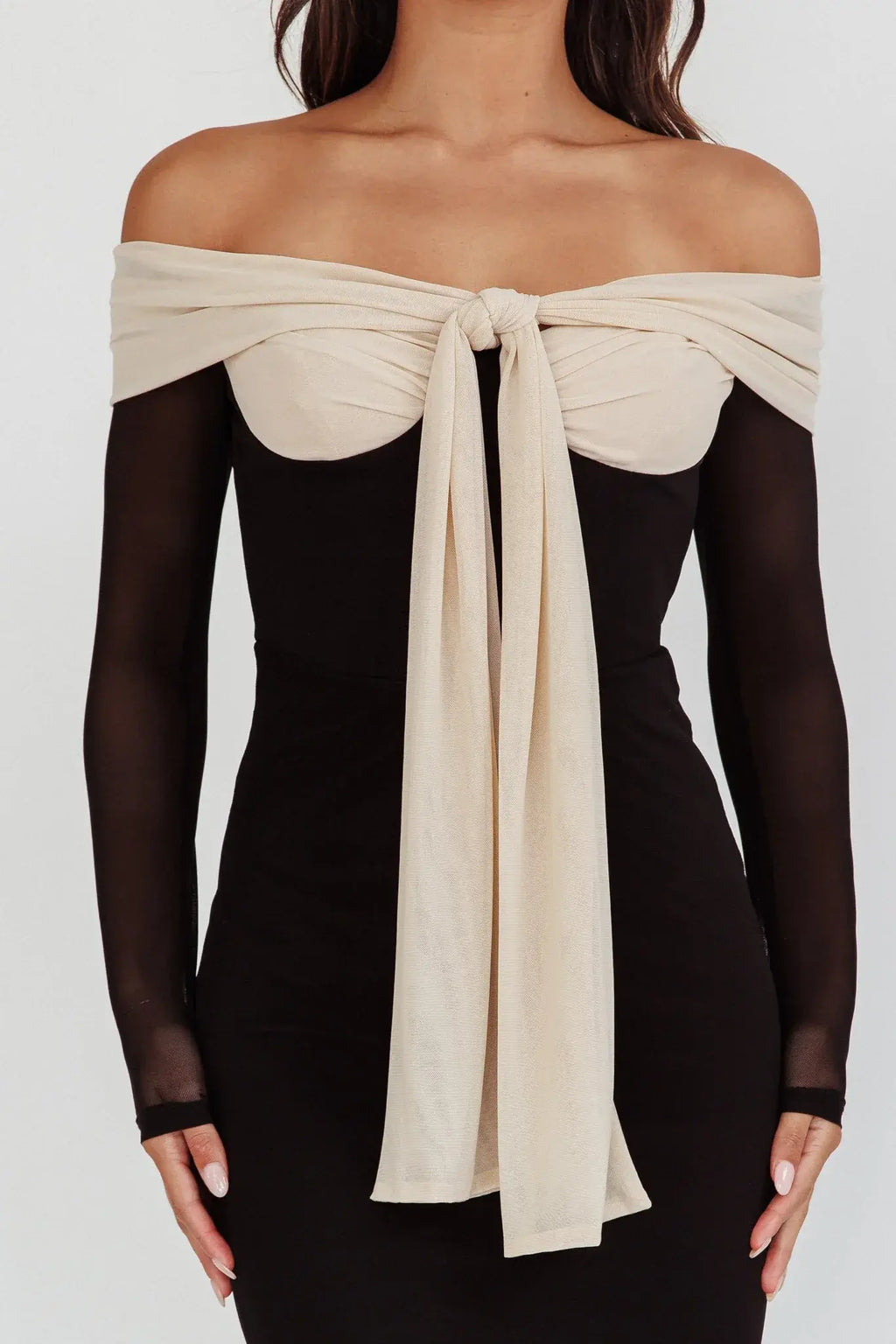 Perfect Worlds Off Shoulder Maxi Dress Black