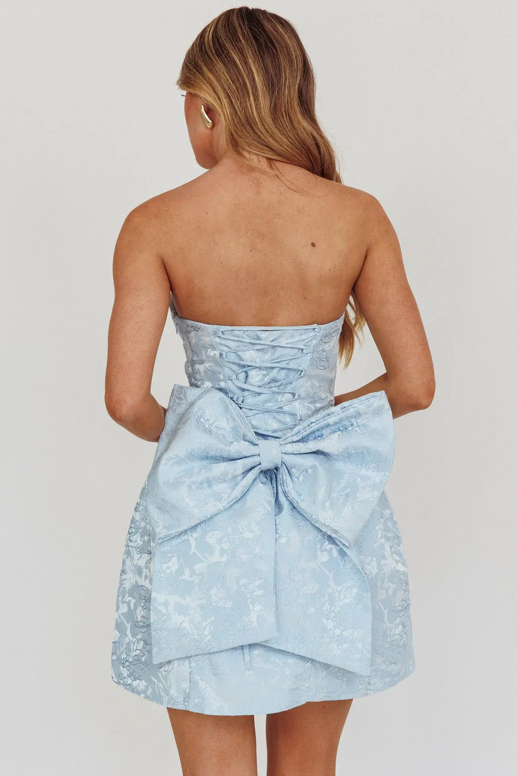 Melty Kisses Bow Mini Dress Blue