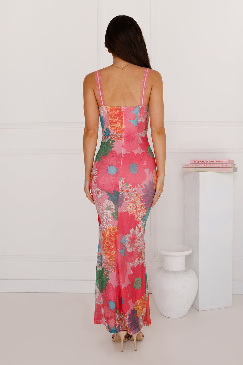 More To Make Mesh Maxi Dress Pink