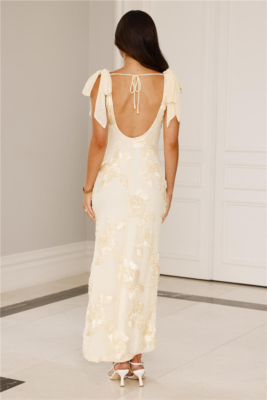 Golden Doll Mesh Maxi Dress Yellow