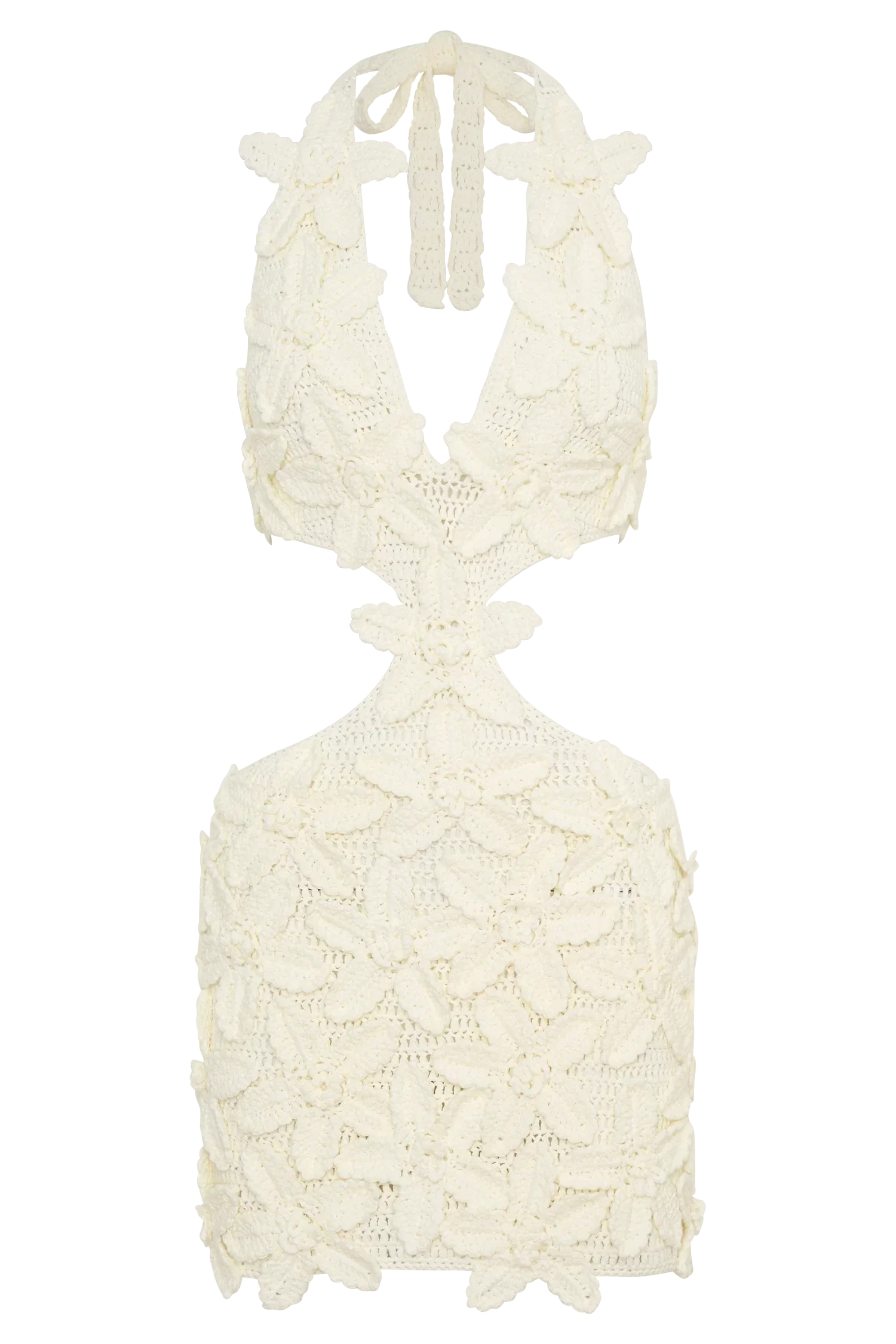 Jaylene Floral Crochet Mini Dress - White