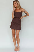 Luann Scoop Neckline Strapless Mini Dress Brown
