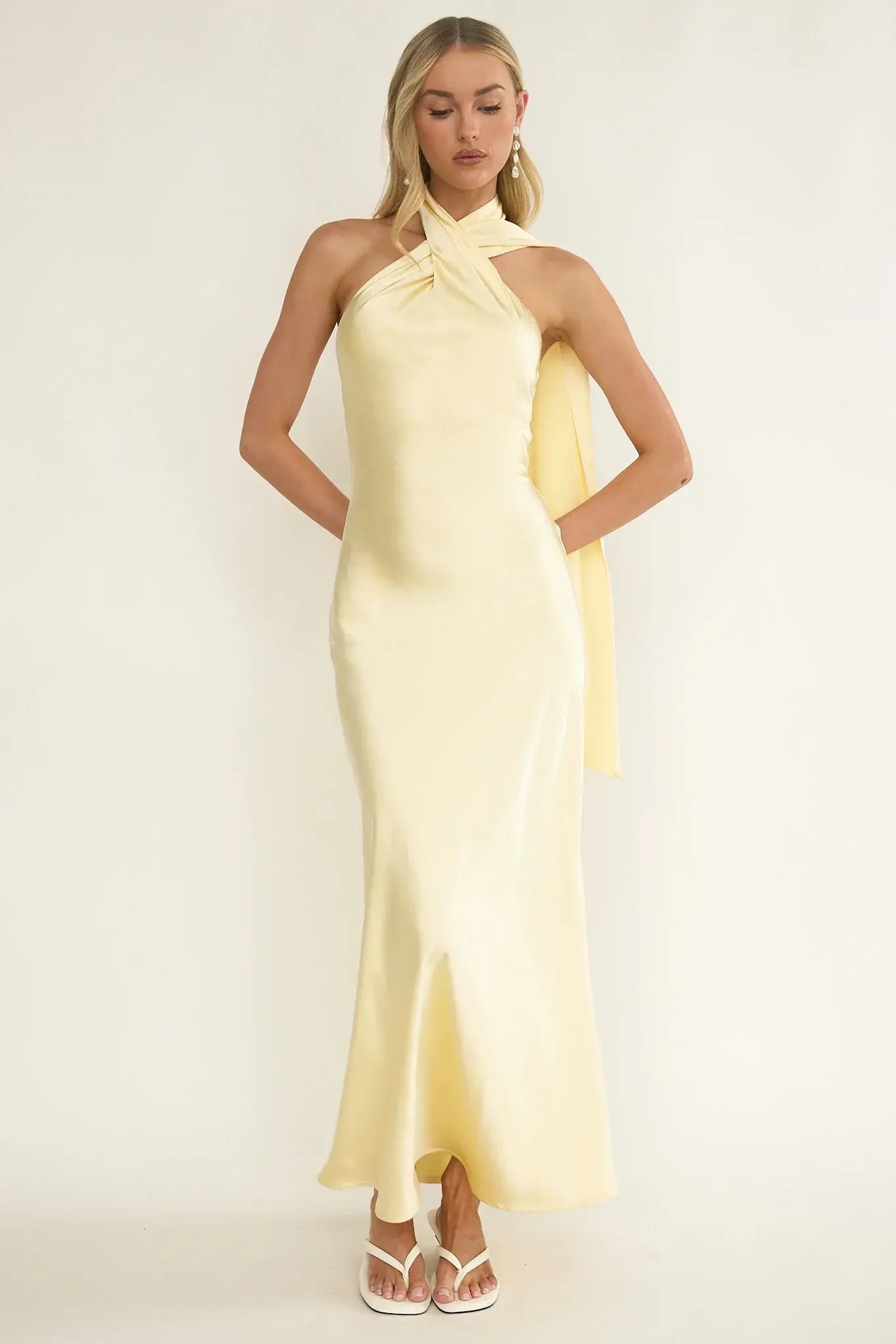 Alvara Crossover Halterneck Maxi Dress Butter