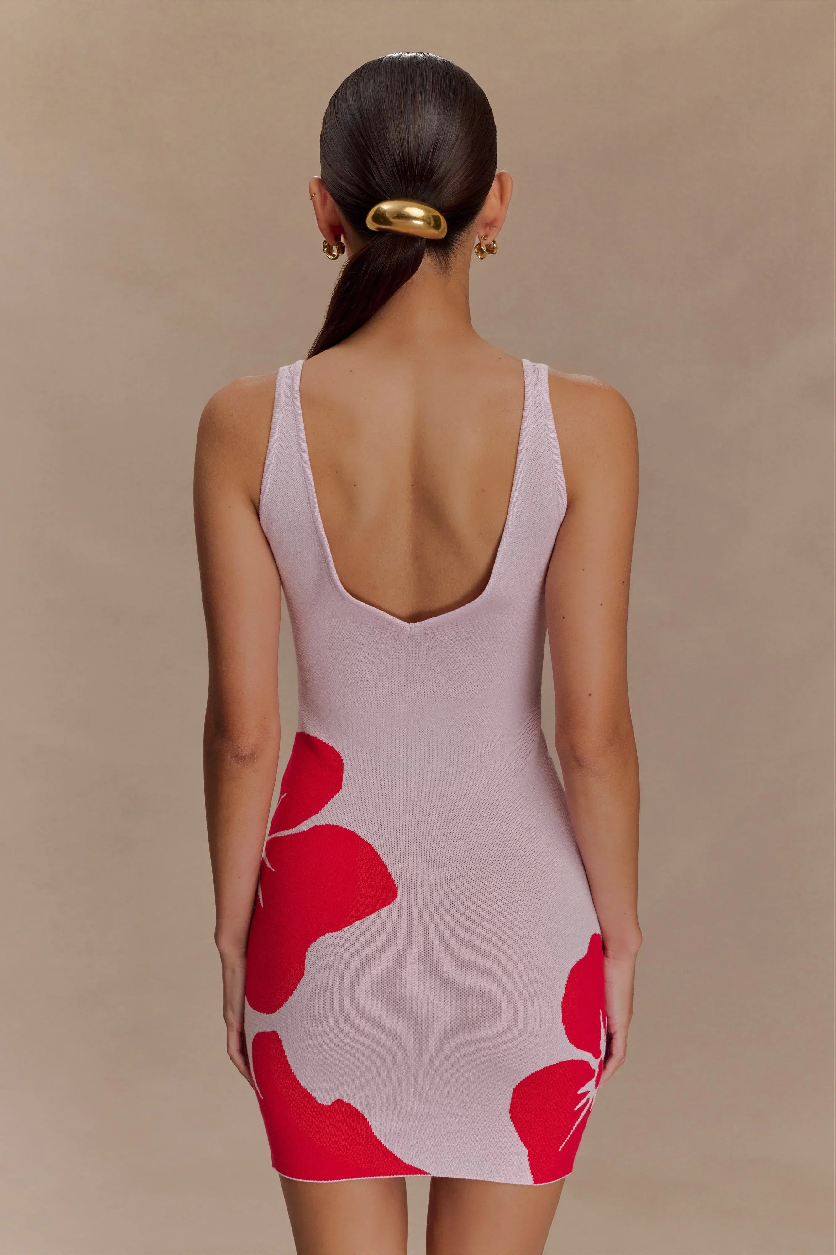 Dorothy Knit Print Mini Dress - Red Deco Fleur Print