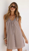 Alaya Mini Dress - Brown/Blue Stripe