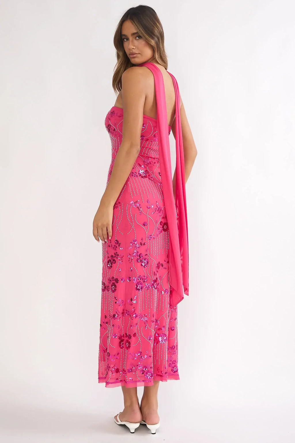 Jeremia Strapless Maxi Dress Sequin Plum