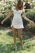 Heaven Sent Ruched Bust Puff Sleeve Dress White