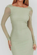 Lustre Open Back Mesh Maxi Dress Sage
