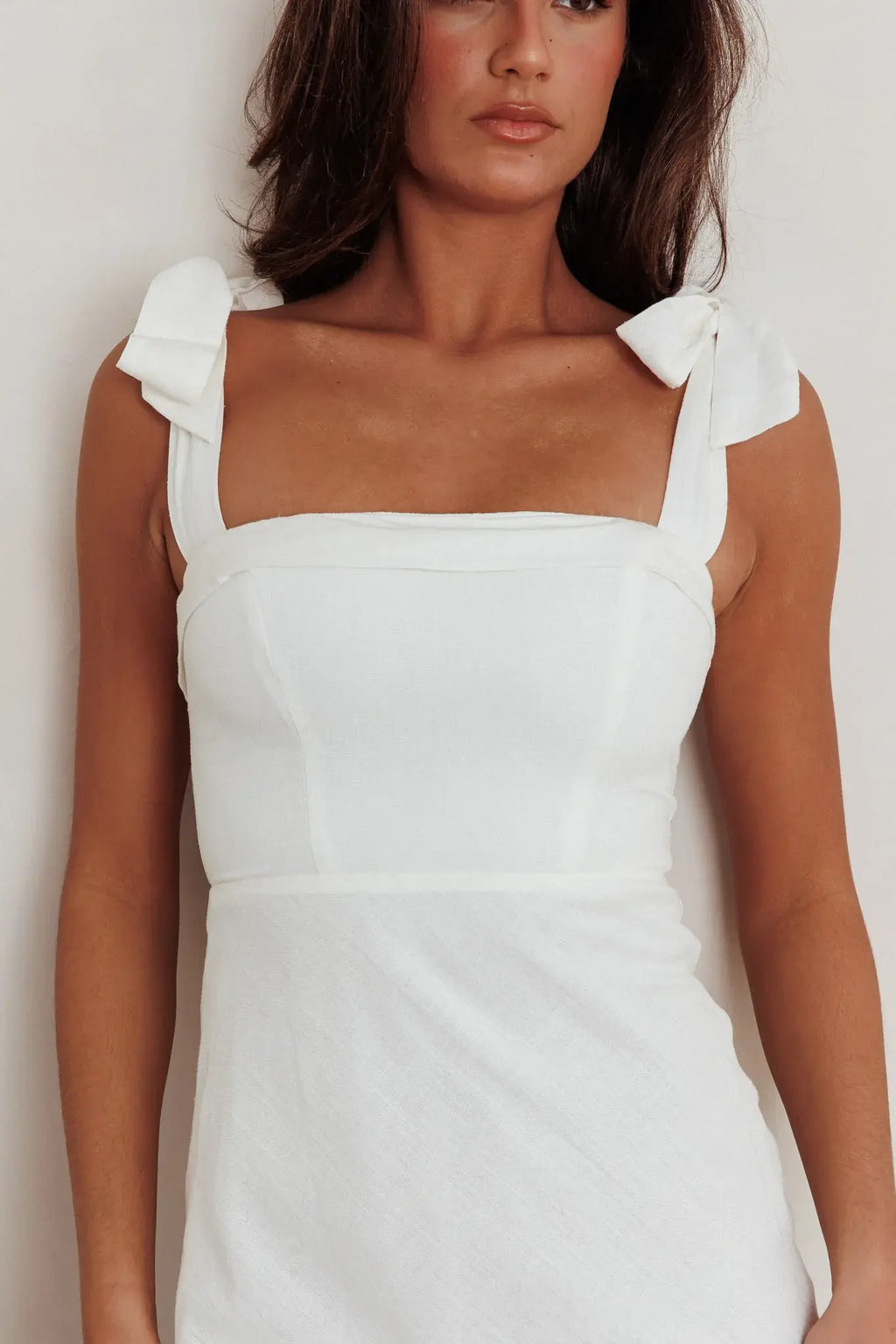 Appreciate You Tied Shoulder Maxi Dress White