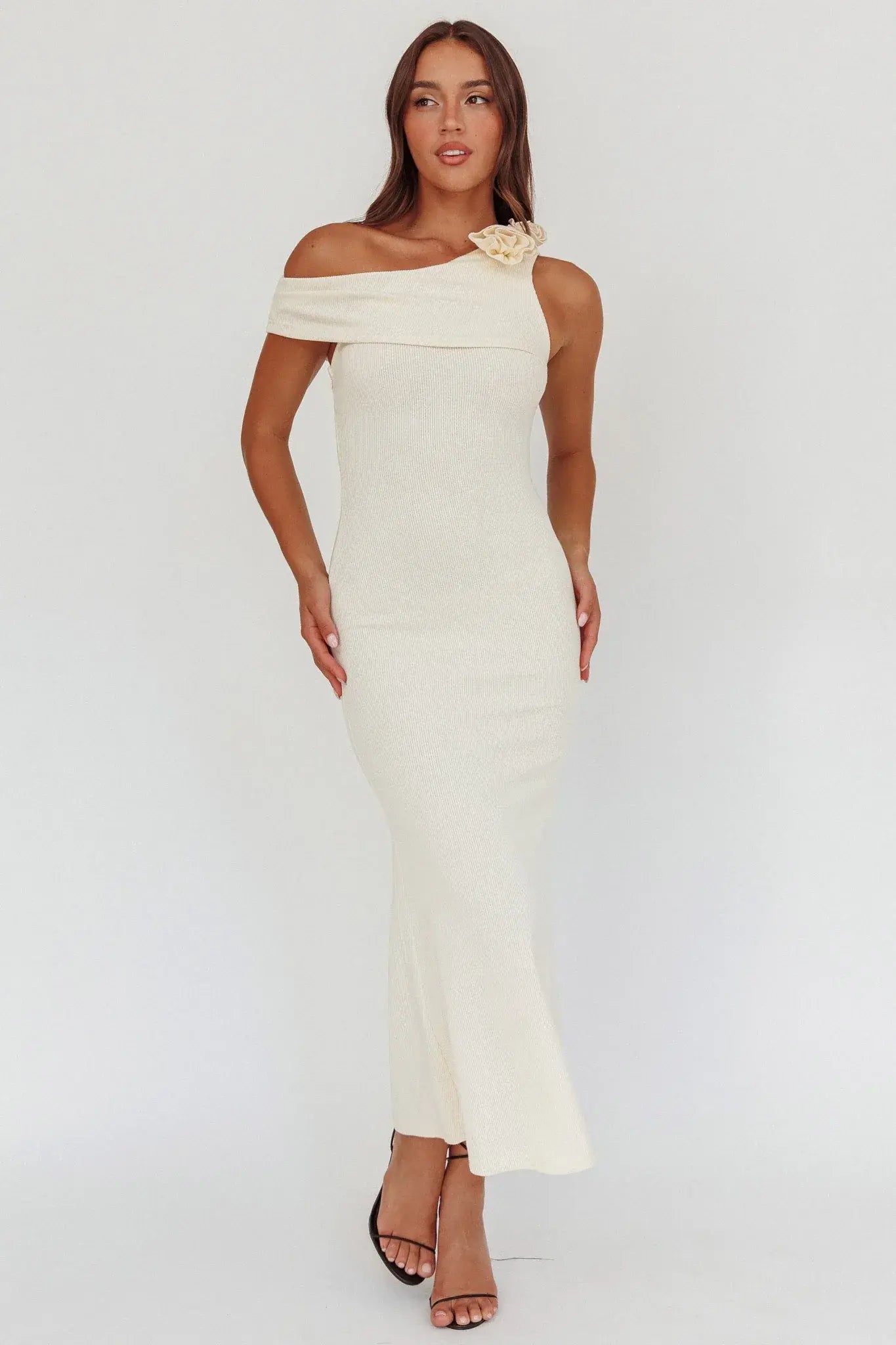 Mazon One-Shoulder Knit Maxi Dress Butter