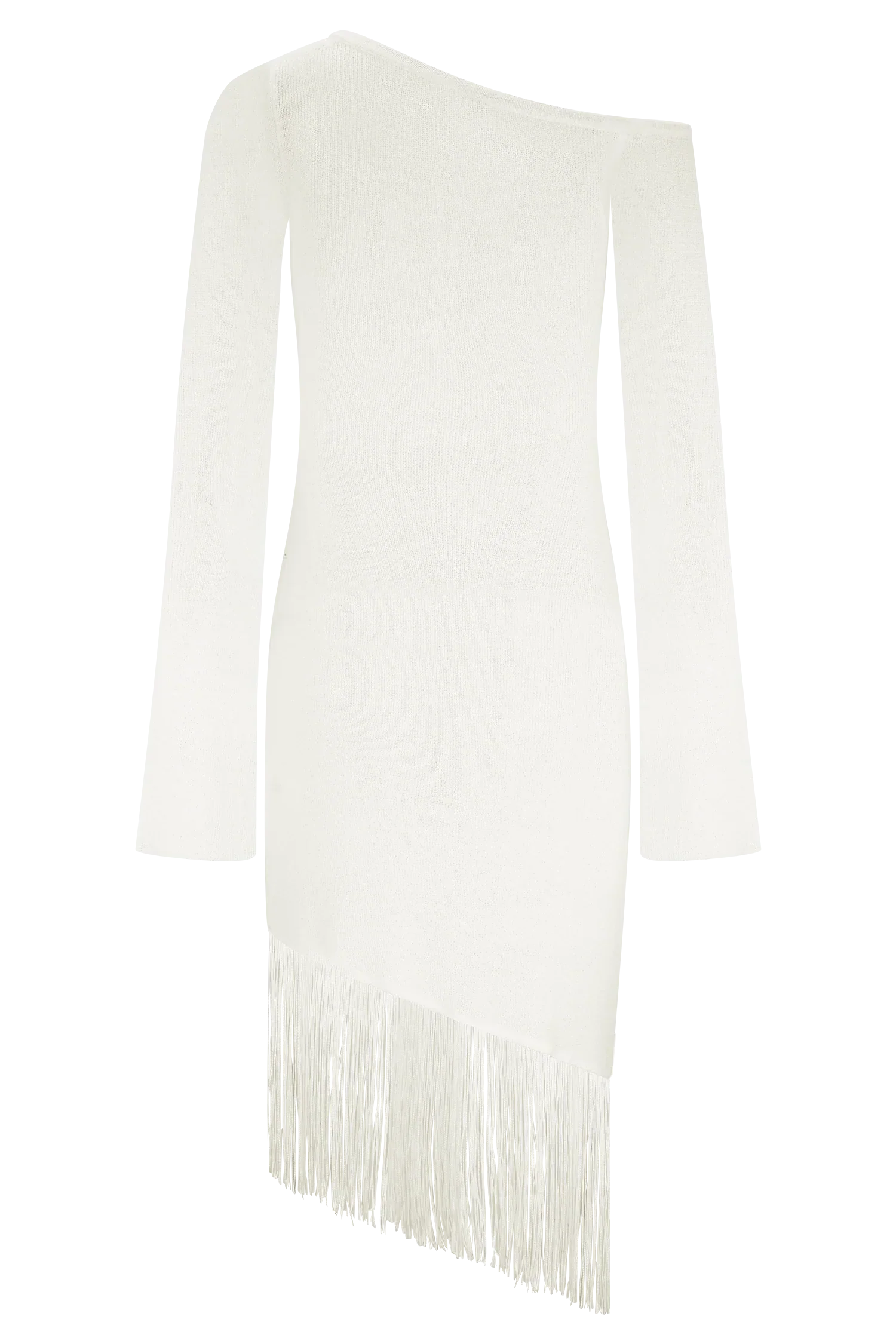 Kayden Fringe Off Shoulder Knit Mini Dress - Ivory